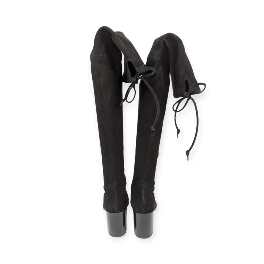 Stuart Weitzman Women Shoes Black Tieland Over The Knee Boots Size 4.5